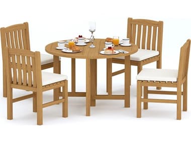 Teak Smith 5 Pieces 48" Round Butterfly Dining Set TES48ROUNDBUTTERFLYDINSET7