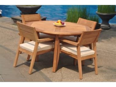 Teak Smith 5 Pieces 52" Round Dining Set TES52ROUNDWITHVELLORECHRDINSET3