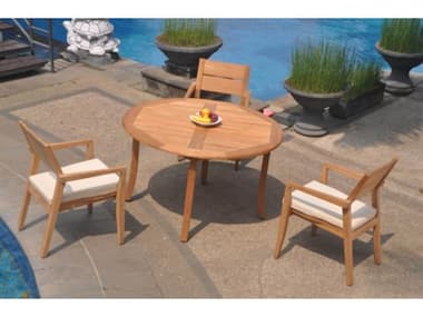 Teak Smith 4 Pieces 52" Round Dining Set TES52ROUNDWITHVELLORECHRDINSET5