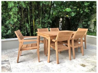 Teak Smith 7 Pieces 60" Rectangular Dining Set TES60RECTWITHVELLORECHRDINSET5