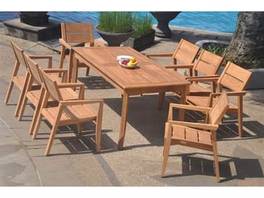 Teak Smith 9 Pieces 60" Rectangular Dining Set TES60RECTWITHVELLORECHRDINSET9