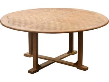 Teak Smith 60" Round Dining Table with Umbrella Hole TES60ROUND