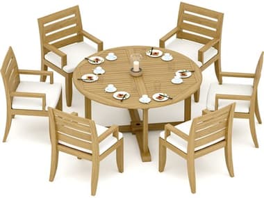 Teak Smith Dining Patio Set TES60ROUNDWITHATNASCHRDINSET