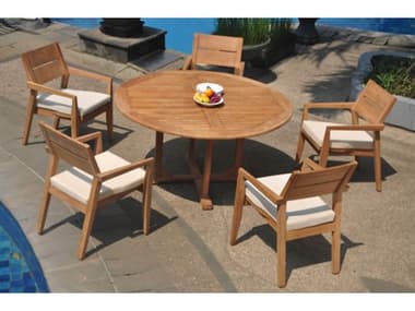 Teak Smith 6 Pieces 60" Round Dining  Set TES60ROUNDWITHVELLORECHRDINSET4