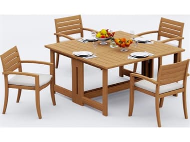 Teak Smith 5 Pieces 60" Square Butterfly Dining Set TES60SQUAREBTTRFLYWITHTRAVOTACHRDINSET3