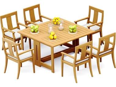 Teak Smith 7 Pieces 60" Square Butterfly Dining Set TES60SQUAREBUTTERFLYDINSET