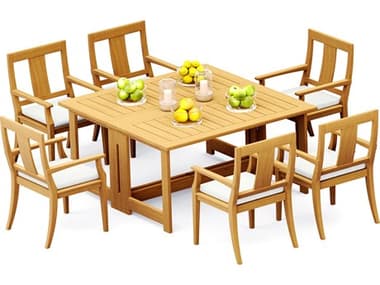 Teak Smith 7 Pieces 60" Square Butterfly Dining Set TES60SQUAREBUTTERFLYDINSET2