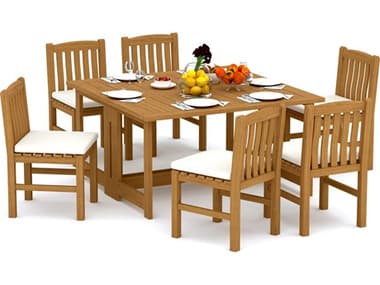 Teak Smith 7 Pieces 60" Square Butterfly Dining Set TES60SQUAREBUTTERFLYDINSET44