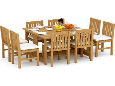 Teak Smith 9 Pieces 60" Square Butterfly Dining Set TES60SQUAREBUTTERFLYDINSET55
