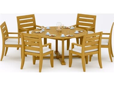 Teak Smith 7 Pieces 61" Round Dining Set TES61ROUNDWITHATNASCHRDINSET2