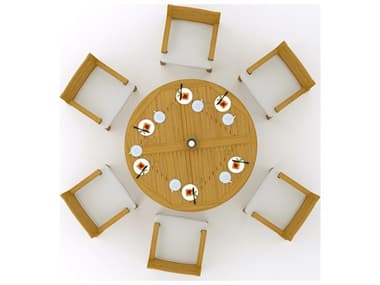 Teak Smith 7 Pieces 61" Round Dining Set TES61ROUNDWITHATNASCHRDINSET3