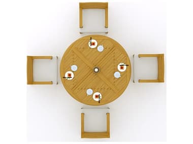 Teak Smith 5 Pieces 61" Round Dining Set TES61ROUNDWITHATNASCHRDINSET4