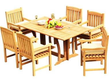 Teak Smith 7 Pieces Warwick 69" Rectangular Dining Set TES69RECTWARWICKDINSET4