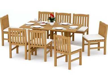 Teak Smith 9 Pieces Warwick 69" Rectangular Dining Set TES69RECTWARWICKDINSET66