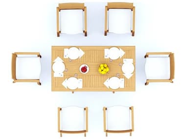 Teak Smith 7 Pieces Warwick 69" Rectangular Dining Set TES69WARWICHRECTWITHTRAVORACHRDINSET2
