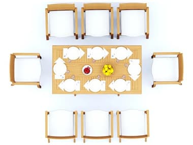 Teak Smith 9 Pieces Warwick 69" Rectangular Dining Set TES69WARWICHRECTWITHTRAVORACHRDINSET3