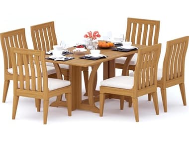 Teak Smith 7 Pieces Warwick 69" Rectangular Dining Set TES69WARWICKRECTDWITHCARANASCHAIRDINSET2