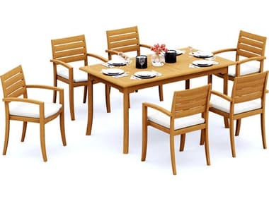Teak Smith 7 Pieces 71" Rectangular Dining Set TES71RECTWITHTRAVORACHRDINSET