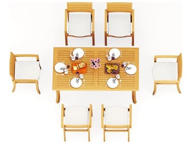 Teak Smith 7 Pieces 71" Rectangular Dining Set TES71RECTWITHTRAVORACHRDINSET2