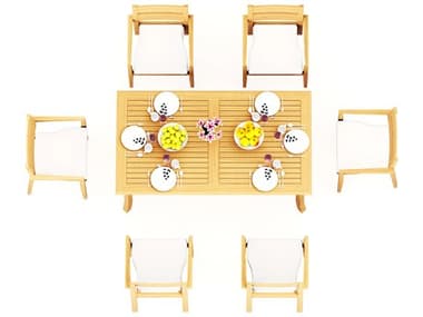 Teak Smith 7 Pieces 71" Rectangular Dining Set TES71RECTWITHVELLORECHRDINSET2