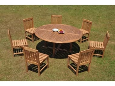 Teak Smith 8 Piece 72" Round Dining Set TES72ROUNDDINSET10