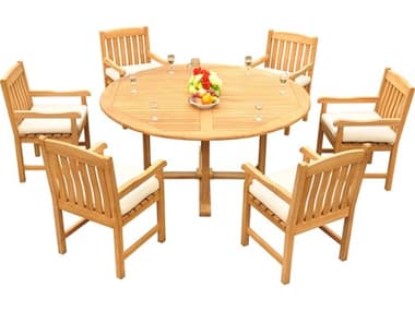 Teak Smith 7 Piece 72" Round Dining Set TES72ROUNDDINSET2