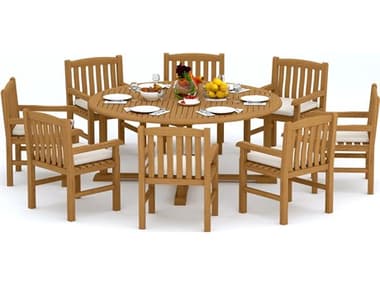 Teak Smith 9 Piece 72" Round Dining Set TES72ROUNDDINSET5