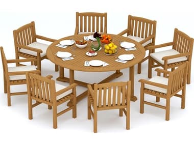Teak Smith 9 Piece 72" Round Dining Set TES72ROUNDDINSET6