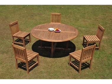 Teak Smith 6 Piece 72" Round Dining Set TES72ROUNDDINSET77