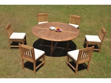 Teak Smith 7 Piece 72" Round Dining Set TES72ROUNDDINSET88