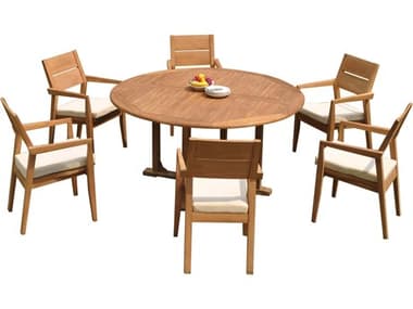 Teak Smith 7 Pieces 72" Round Dining Set TES72ROUNDWITHVELLORECHRDINSET
