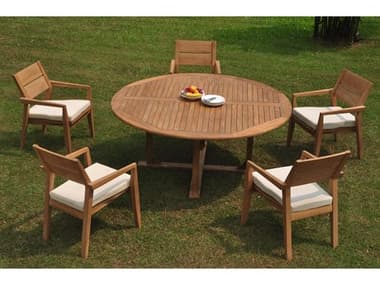 Teak Smith 6 Pieces 72" Round Dining Set TES72ROUNDWITHVELLORECHRDINSET6