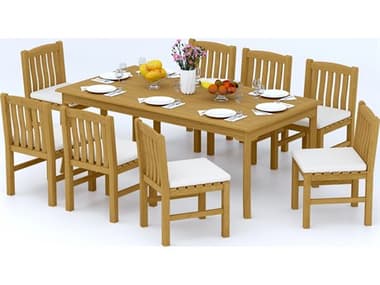 Teak Smith 9 Piece 83" Rectangular Dining Set TES83RECTDINSET88