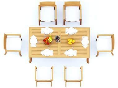 Teak Smith 7 Pieces 83" Rectangular Dining Set TES83RECTWITHTRAVORADINSET2