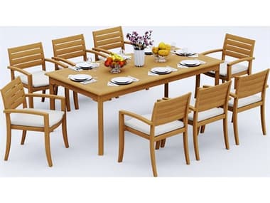 Teak Smith 9 Pieces 83" Rectangular Dining Set TES83RECTWITHTRAVORADINSET4