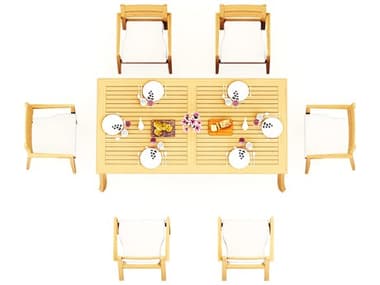 Teak Smith 7 Pieces 83" Rectangular Dining Set TES83RECTWITHVELLOREDINSET2