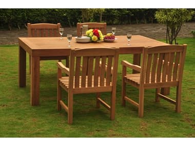 Teak Smith 5 Pieces Canberra 86" Rectangular Dining Set  TES86CANBERRARECTDINSET16