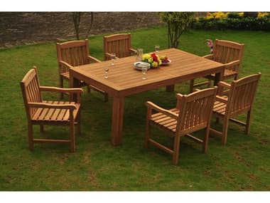 Teak Smith 7 Pieces Canberra 86" Rectangular Dining Set  TES86CANBERRARECTDINSET9