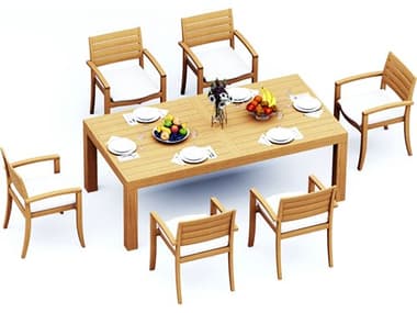 Teak Smith 7 Pieces Canberra 86" Rectangular Dining Set TES86CANBERRARECTWITHTRAVORACHRDINSET