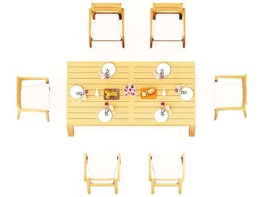 Teak Smith 7 Pieces Canberra 86" Rectangular Dining Set TES86CANBERRARECTWITHVELLORECHRDINSET2