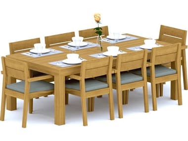 Teak Smith 9 Pieces Canberra 86" Rectangular Dining Set TES86CANBERRARECTWITHVELLORECHRDINSET5
