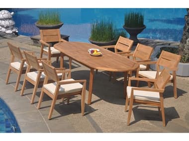 Teak Smith 9 Pieces 94" Large Double Oval Dining Set TES94LRGDBLEOVALWITHVELLORECHRDINSET5