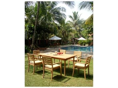 Teak Smith 7 Pieces 94" Large Double Rectangular Dining Set TES94LRGDBLERECTWITHTRAVOTACHRDINSET2