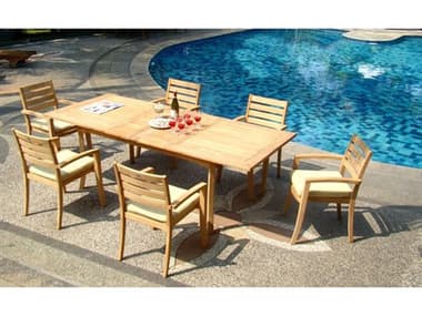 Teak Smith 7 Pieces 94" Large Double Rectangular Dining Set TES94LRGDBLERECTWITHTRAVOTACHRDINSET3