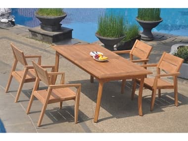 Teak Smith 5 Pieces 94" Large Double Rectangular Dining Set TES94LRGDBLERECTWITHVELLORECHRDINSET13