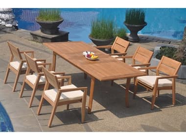 Teak Smith 7 Pieces 94" Large Double Rectangular Dining Set TES94LRGDBLERECTWITHVELLORECHRDINSET2