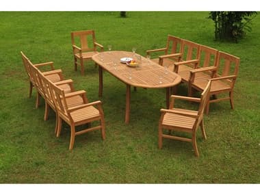 Teak Smith 11 Pieces 94" Oval Dining Set  TES94LRGEDBLEOVALDINSET11