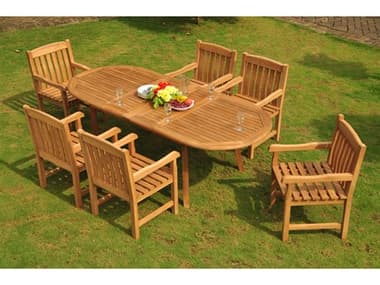 Teak Smith 7 Pieces 94" Oval Dining Set  TES94LRGEDBLEOVALDINSET14
