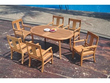 Teak Smith 7 Pieces 94" Oval Dining Set  TES94LRGEDBLEOVALDINSET4