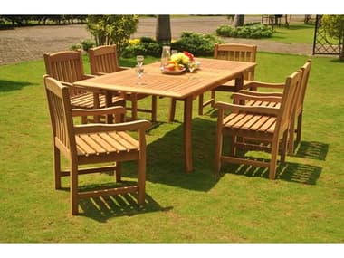 Teak Smith 7 Pieces Large Double 94" Rectangular Dining Set  TES94LRGEDBLERECTDINSET12